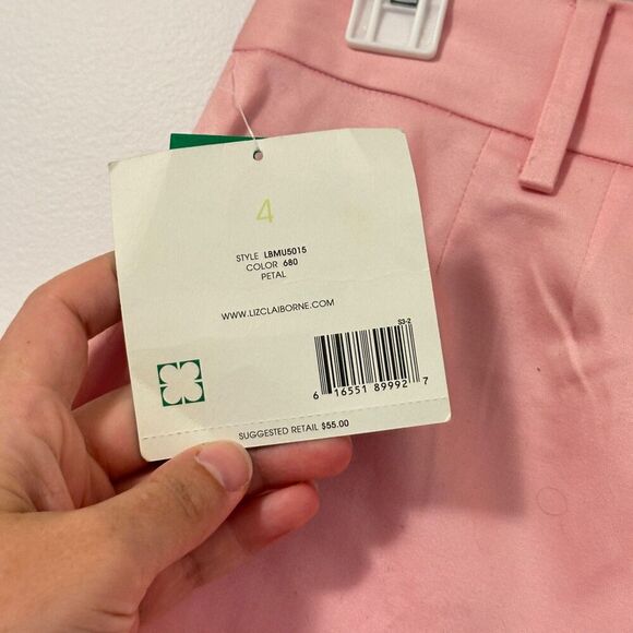 Liz Claiborne Hepburn High Waist Pleated Cuffed Pink Golf Shorts Womens 4 Preppy - Picture 4 of 7